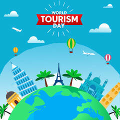 World Tourism Day Poster Vector Illustration
