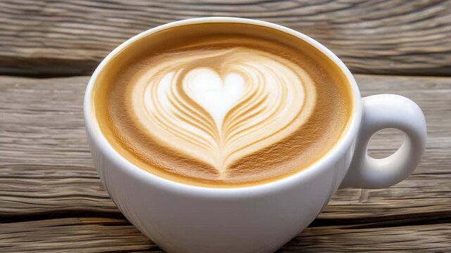 A perfect latte with heart-shaped foam art