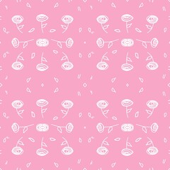 seamless white rose pattern with pink background