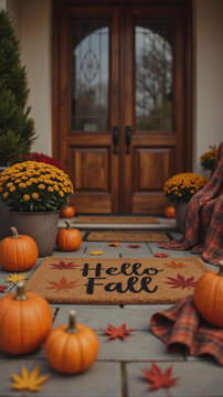 Cozy Entryway Decor with Hello Fall Doormat
