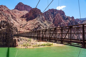 Grand Canyon suspension bridge over Colorado River.