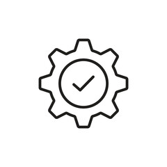 gear with checkmark icon vector. in line style design on white background.