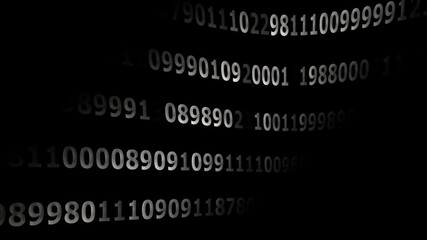 Abstract Digital Data Stream Animation Binary Code Flowing Numbers on Black Background Futuristic - Powered by Adobe