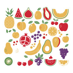 Colorful Assortment of Fruits Whimsical and Playful Design Food Illustration