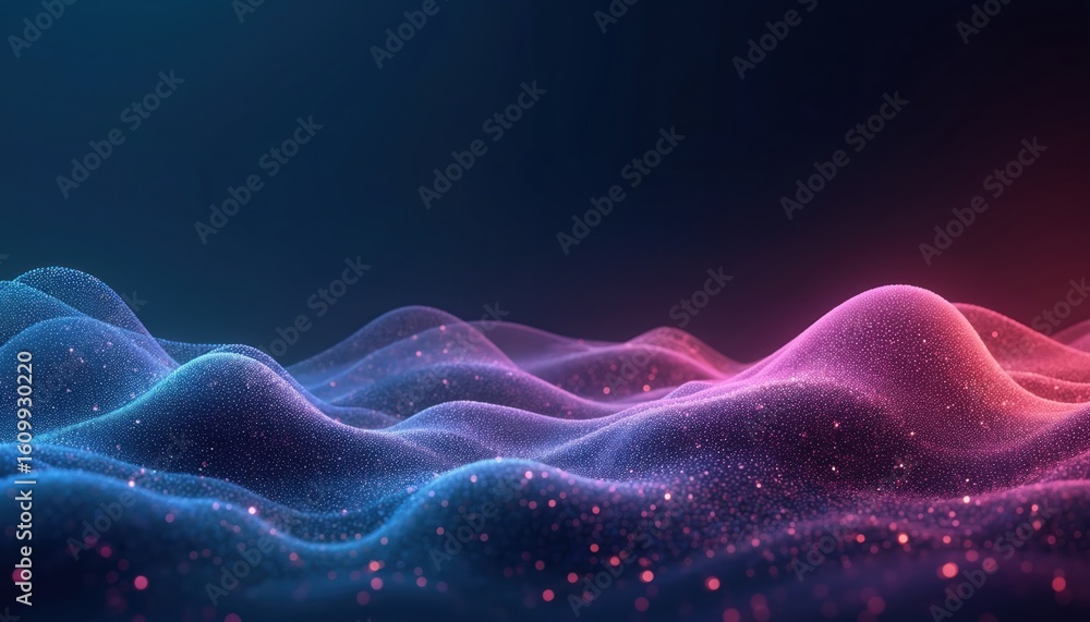Aufkleber abstract blue and pink waves of light particles create futuristic, flowing design. this digital art 