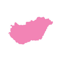 Map of Hungary, sign silhouette. World Map Globe. Vector Illustration isolated on white background. Europe continent.