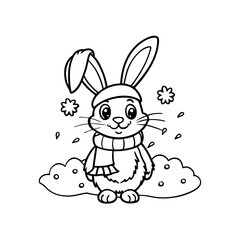 Cute rabbit holding a carrot in a cartoon style