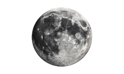 Realistic moon surface texture with craters isolated on transparent background