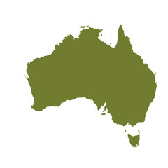 Map of Australian, sign silhouette. World Map Globe. Vector Illustration isolated on transparent background. African continent.