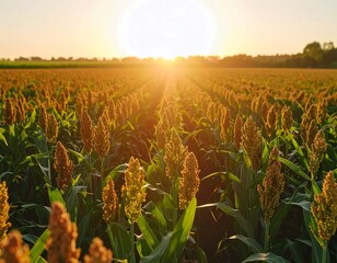Golden sorghum field at sunset (2)