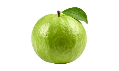 Fresh green guava fruit with leaf isolated on transparent background