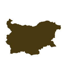 Map of Bulgaria, sign silhouette. World Map Globe. Vector Illustration isolated on white background. Europe continent.