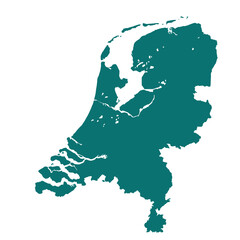 Map of Netherlands, sign silhouette. World Map Globe. Vector Illustration isolated on transparent background. Europe continent.
