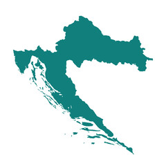 Map of Croatia, sign silhouette. World Map Globe. Vector Illustration isolated on white background. Europe continent.