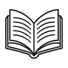 Simple black and white open book illustration