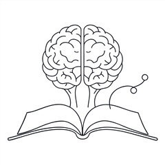 Continuous line drawing of a person gaining knowledge from books