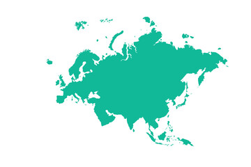 Map of Eurasia, sign silhouette. World Map Globe. Vector Illustration isolated on transparent background. Europe and Asia continent.
