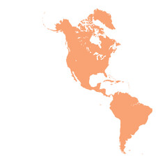 Map of North and South America, sign silhouette. World Map Globe. Vector Illustration isolated on transparent background. American continent.