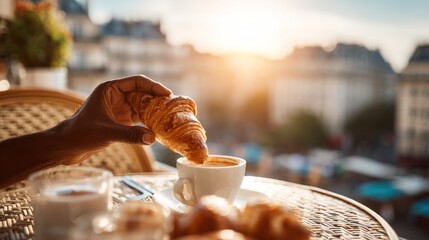 Parisian breakfast on a rooftop terrace