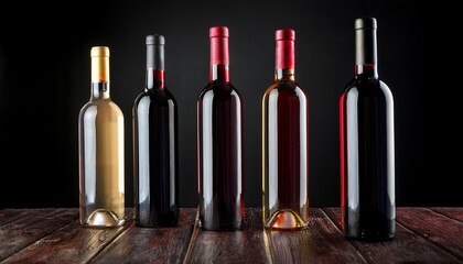 quattro bottiglie di vino su sfondo scuro