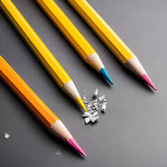 Broken and chewed pencils