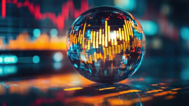 A clear glass ball sits atop a table