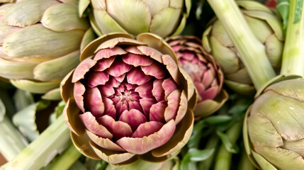 Obraz premium Background of fresh artichokes