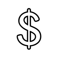 Obraz premium Illustration of a simple dollar sign with black outline on a white background
