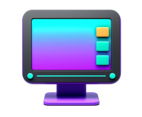 Monitor  display with files flat 3d icon