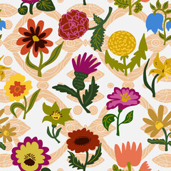 seamless pattern, natural motifs. background wallpaper, packaging, fabric