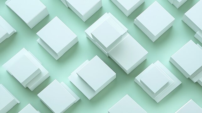 Abstract blue geometric pattern with squares and cubes in a seamless 3D tile design