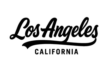 Los Angeles, California is stylishly represented in a classic black and white design. USA city vector badge – flat style design emblem label sticker, transparent background