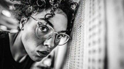 Close-up black and white portrait (1)