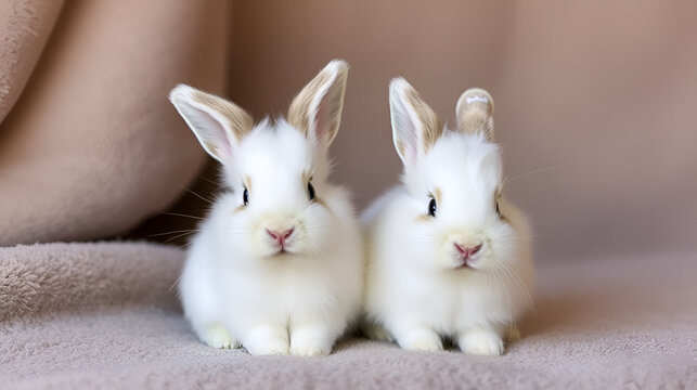 Two little angora rabbits