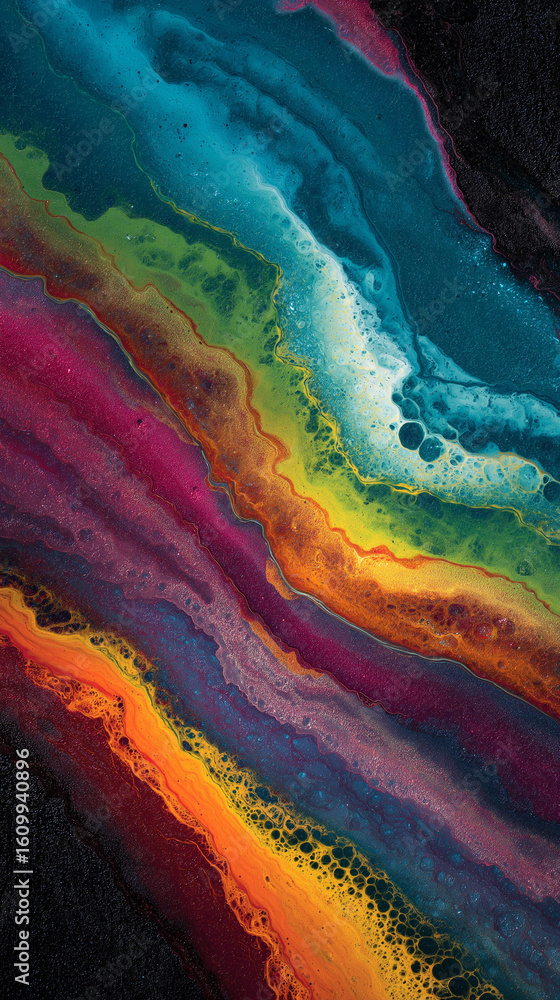 Aufkleber colorful fluid art with flowing paint in dynamic diagonal patterns.