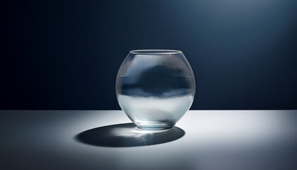 photorealistic image of single glass object emphasizing play of light and shadow