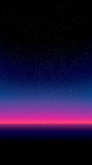 Starry night landscape with magenta and blue sky gradient