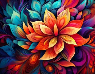 abstract floral design vibrant colors