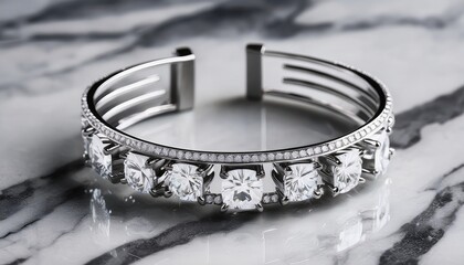sparkling diamond bracelet on marble