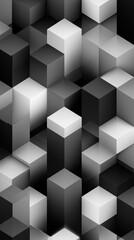 Monochrome Abstract: Geometric Cubes with Dynamic Lighting and Gradient Effects