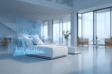 ai analyzing user expenses in modern minimalist interior conveying awareness and financial mindfulness
