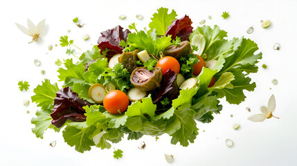 Flying Salad isolated on white background