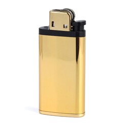 Gold lighter on white background