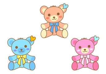 可愛いテディベアのイラストセット