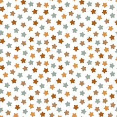 Cute Stars Seamless Pattern. Playful Childish Background in Earth Tones - Festive Starry Wallpaper, Vector Holiday and Birthday Party Design