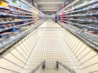 Shopping cart in supermarket