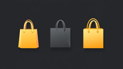 Set of shopping-themed vector icons, including a classic shopping bag symbol.