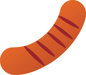 Curved Bratwurst Sausage Vector with Diagonal Grilled Cuts for Culinary Design