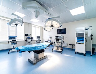 Modern surgical operating room with sterile equipment