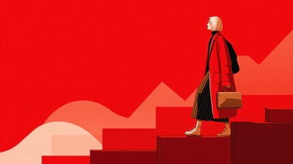 Woman ascending steps
